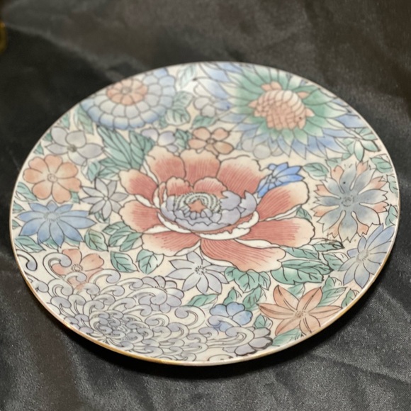 Vintage Toyo Grandmillennial Decor Golden Peony Hand Painted Plate Floral Pink - Picture 3 of 7